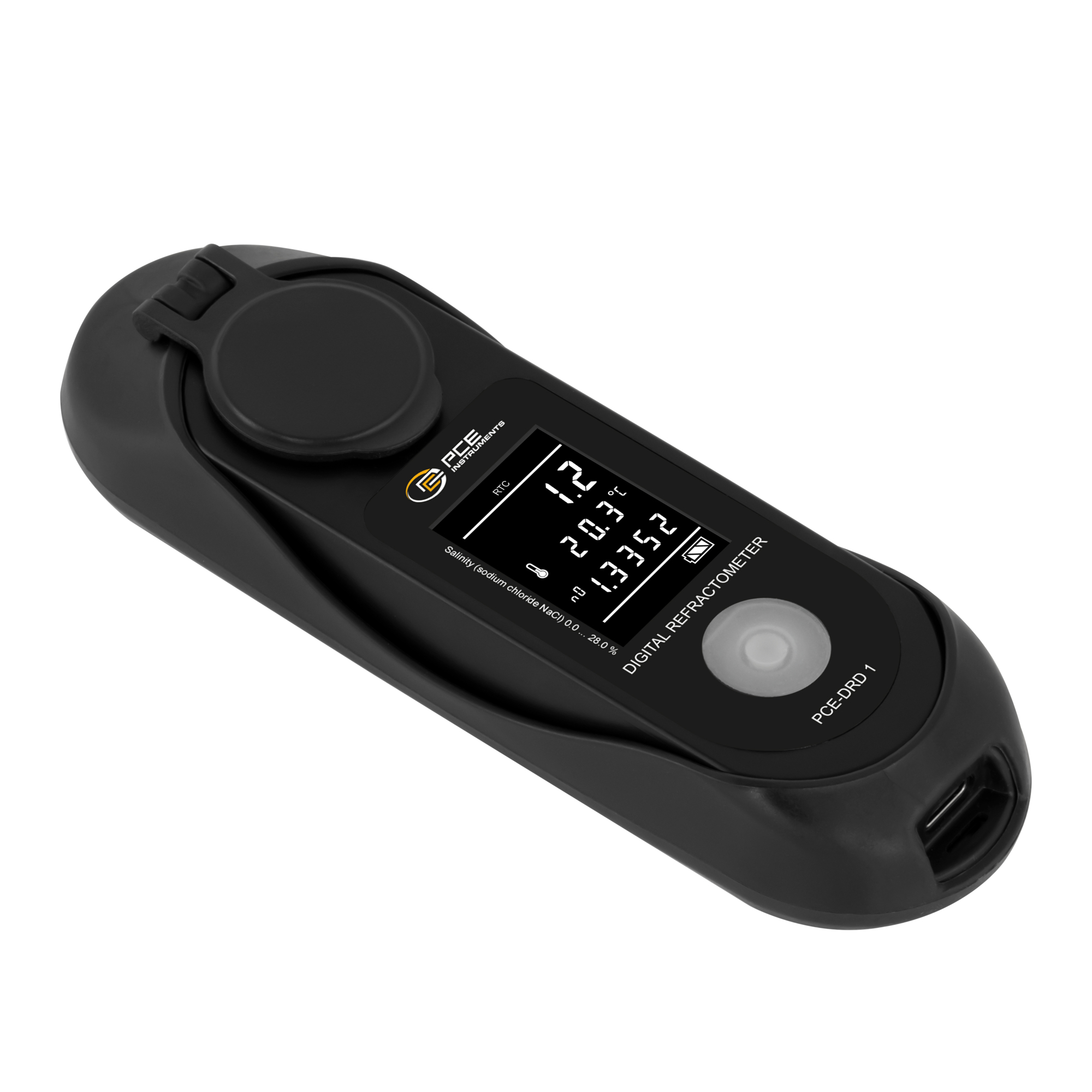 PCE Digital Refractometer — 0–28% NaCl, Waterproof, LCD Display, Model# PCE-DRD 1